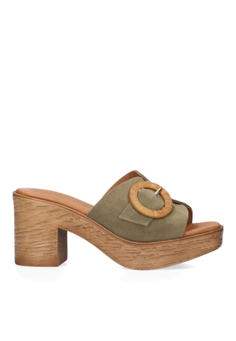 Sandalia de mujer Luna Collection 948 kakhi piel tacón alto