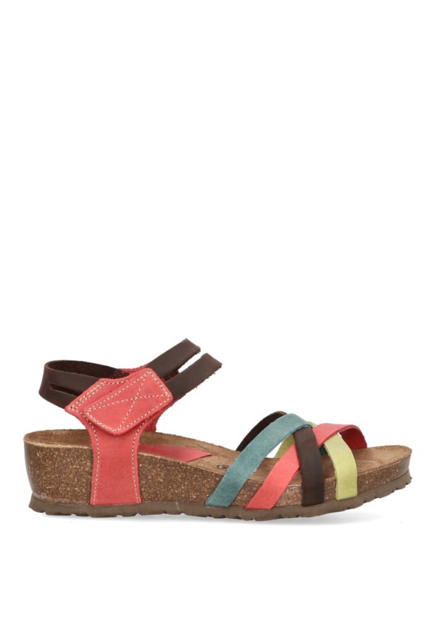 Sandalia de mujer INTERBIOS 5538 multicolor piel cuña media
