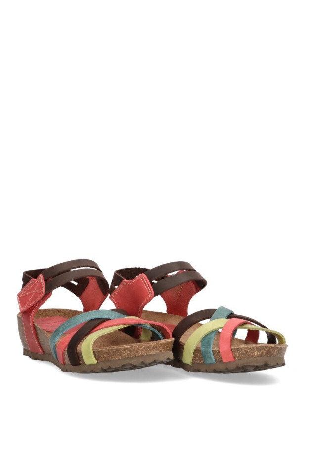 Sandalia de mujer INTERBIOS 5538 multicolor piel cuña media