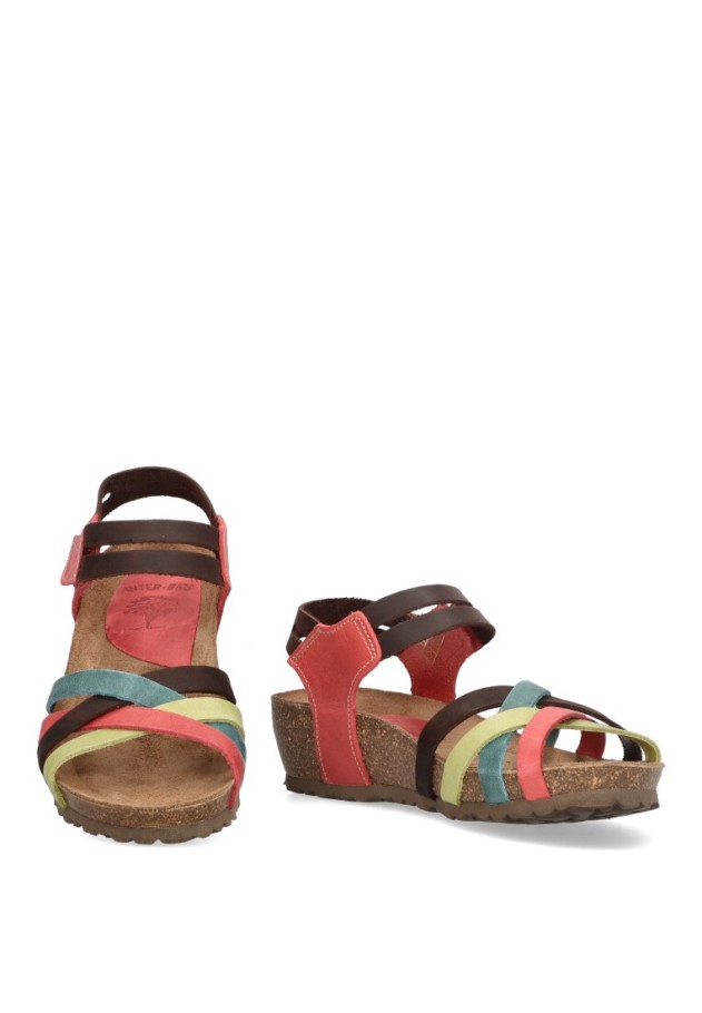 Sandalia de mujer INTERBIOS 5538 multicolor piel cuña media