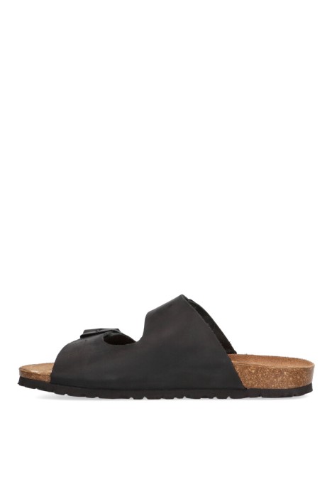 Sandalia de hombre INTERBIOS 9560 negro piel suela plana