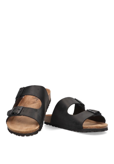 Sandalia de hombre INTERBIOS 9560 negro piel suela plana