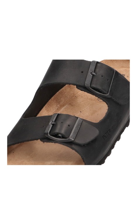Sandalia de hombre INTERBIOS 9560 negro piel suela plana