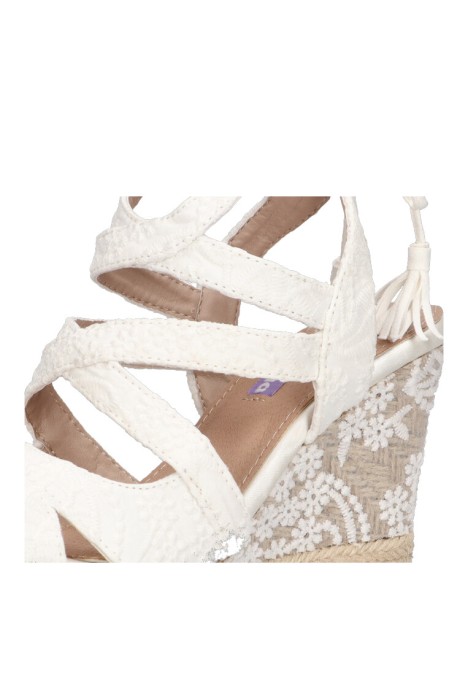 Sandalia de mujer Luna Collection kelly blanco textil  cuña alta