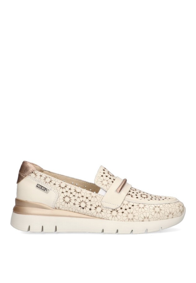 Nautico kiova mocasin de mujer PIKOLINOS w4r-6518c1 blanco piel suela plana