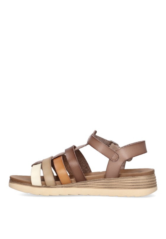 Sandalia de mujer XTI 142899 taupe sintetico suela plana