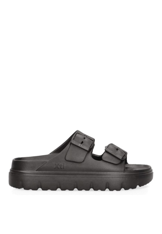Chanclas sandalias playa de mujer XTI 142550 negro goma suela plana