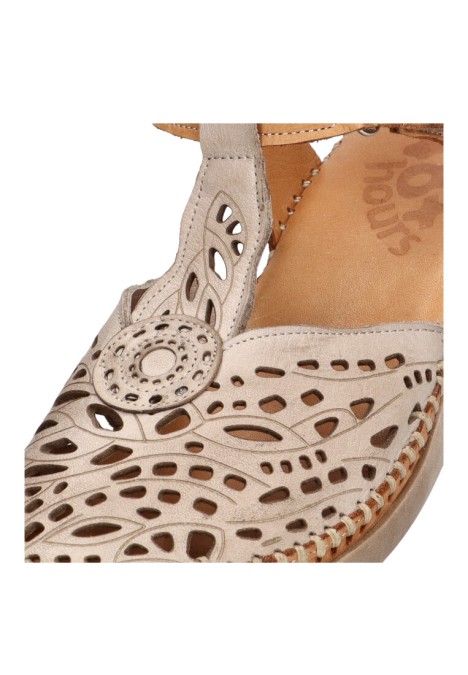 Sandalia de mujer 48 HORAS 4102 beige piel suela plana