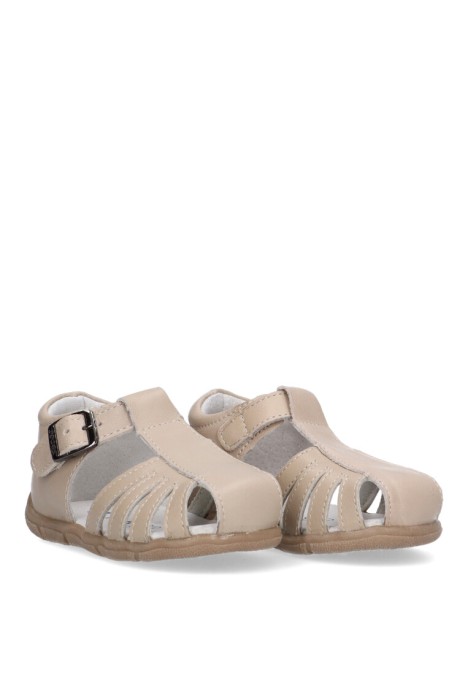 Sandalia de niño LUNA KIDS a3316 beige piel suela plana
