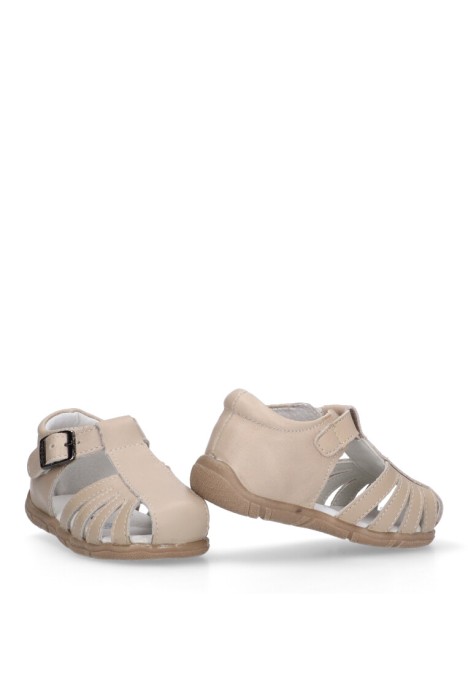 Sandalia de niño LUNA KIDS a3316 beige piel suela plana