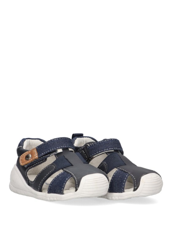 Sandalia de niño LUNA KIDS c633 marino piel suela plana