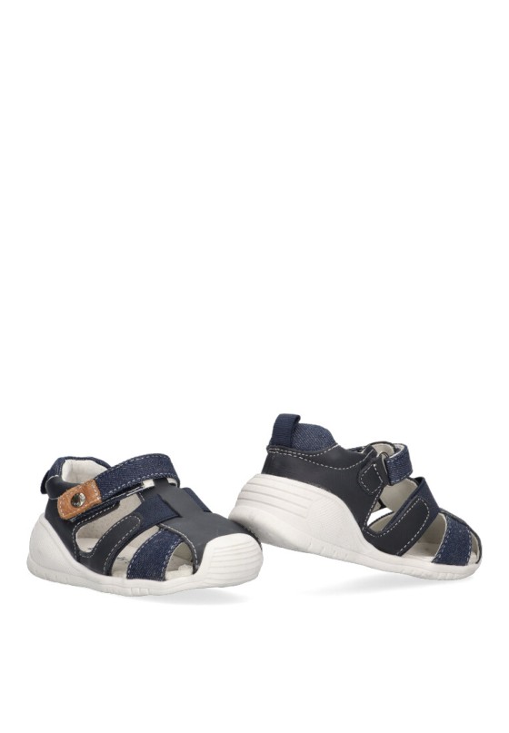 Sandalia de niño LUNA KIDS c633 marino piel suela plana