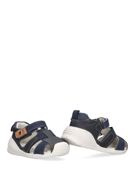 Sandalia de niño LUNA KIDS c633 marino piel suela plana