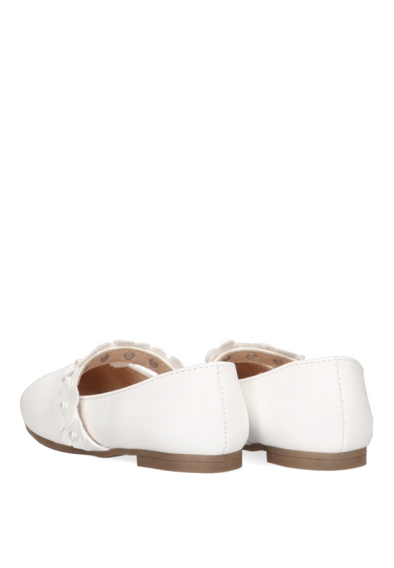 Bailarina  de niña LUNA KIDS c296 blanco sintetico suela plana