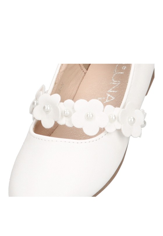 Bailarina  de niña LUNA KIDS c296 blanco sintetico suela plana
