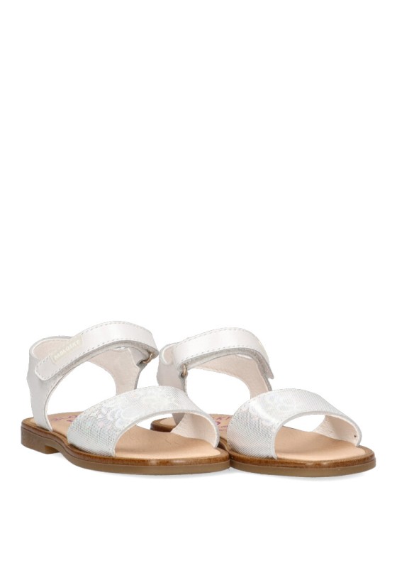 Sandalia de niña PABLOSKY 4271 blanco piel suela plana