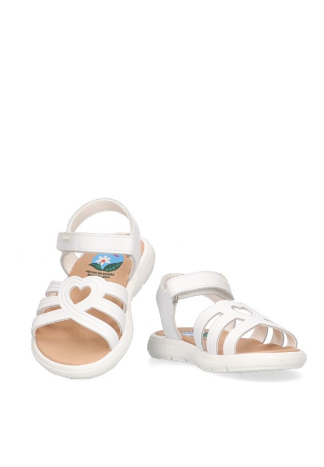 Sandalia de niña PABLOSKY 4300 blanco piel suela plana
