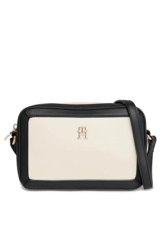 Bolso bandolera pequeña de mujer TOMMY HILFIGER aw0aw157010 beige textil  