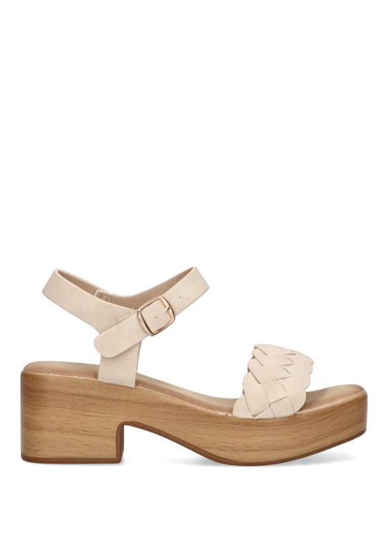 Sandalia de mujer ETIKA 30020 beige sintetico tacón medio