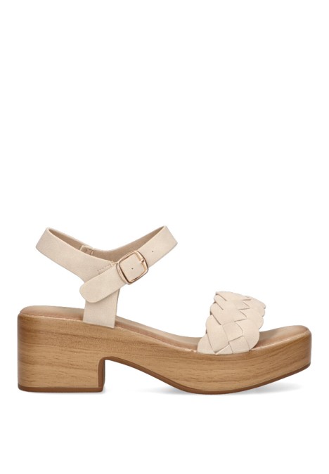 Sandalia de mujer ETIKA 30020 beige sintetico tacón medio