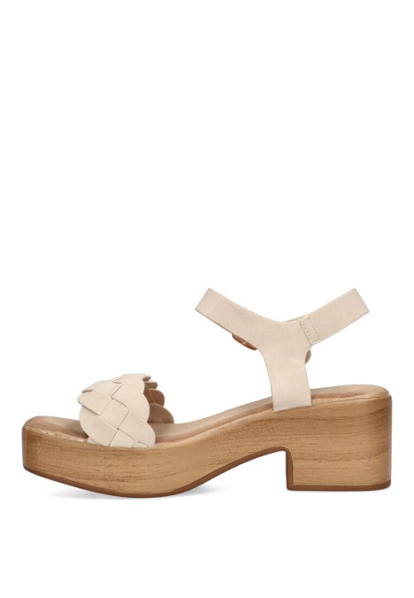 Sandalia de mujer ETIKA 30020 beige sintetico tacón medio