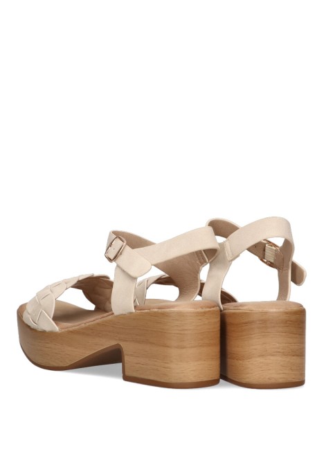 Sandalia de mujer ETIKA 30020 beige sintetico tacón medio
