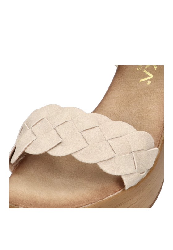 Sandalia de mujer ETIKA 30020 beige sintetico tacón medio