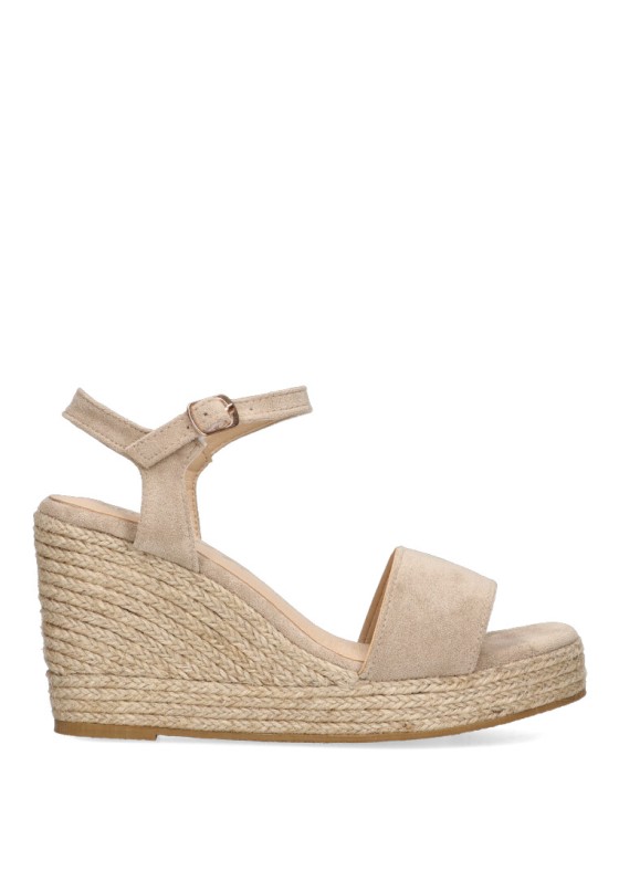 Sandalia de mujer ETIKA 20013 beige antelina cuña alta