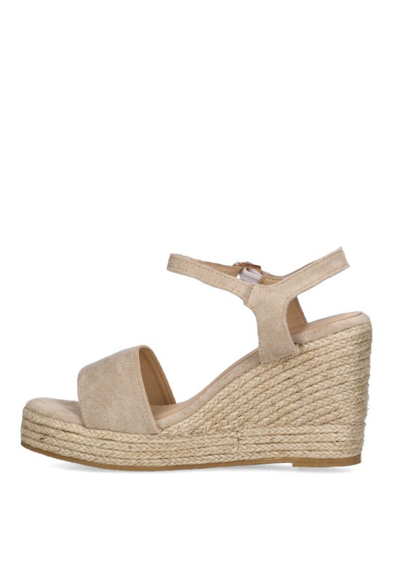 Sandalia de mujer ETIKA 20013 beige antelina cuña alta