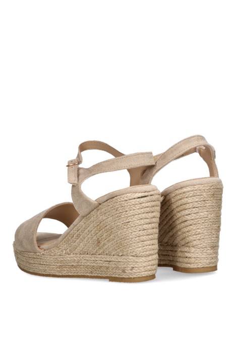 Sandalia de mujer ETIKA 20013 beige antelina cuña alta