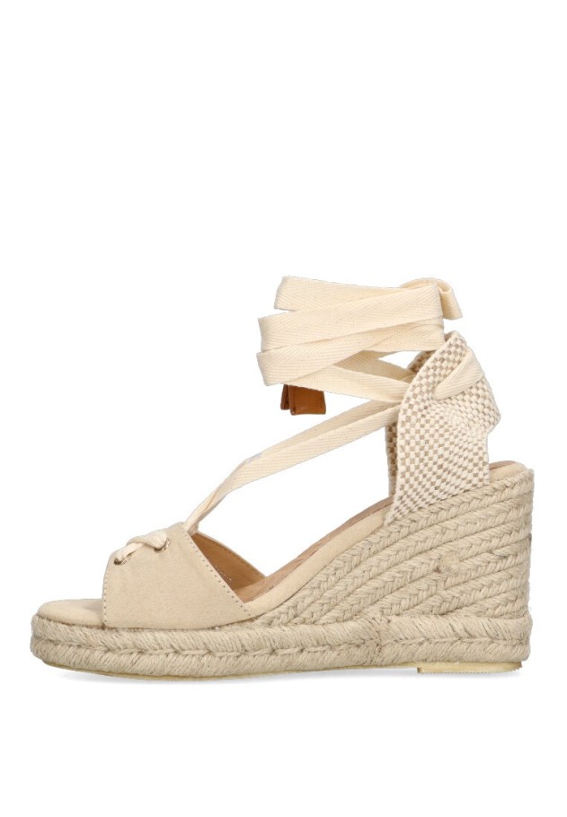 Sandalia de mujer MUSTANG 59725 beige sintetico cuña alta