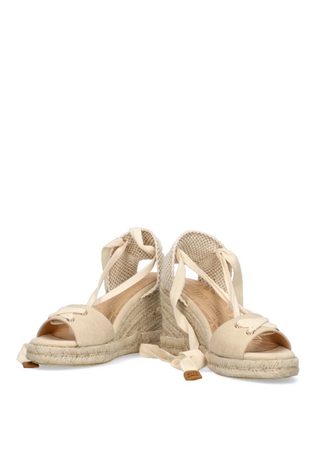 Sandalia de mujer MUSTANG 59725 beige sintetico cuña alta