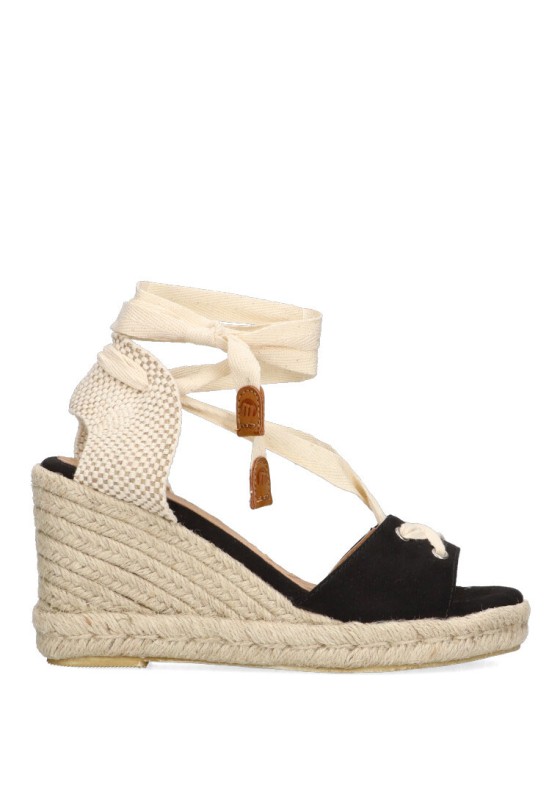 Sandalia de mujer MUSTANG 59725 negro sintetico cuña alta