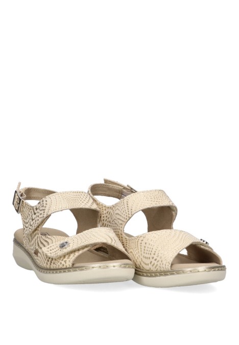 Sandalia de mujer PITILLOS 5580 oro piel suela plana