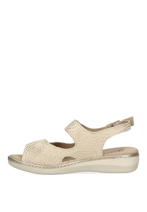 Sandalia de mujer PITILLOS 5580 oro piel suela plana