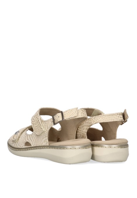 Sandalia de mujer PITILLOS 5580 oro piel suela plana