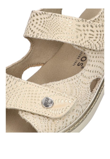 Sandalia de mujer PITILLOS 5580 oro piel suela plana