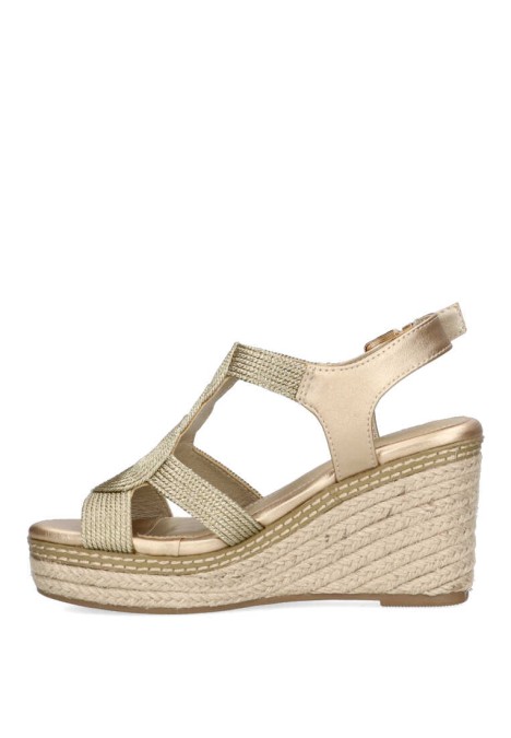 Sandalia de mujer XTI 142320 oro sintetico cuña alta