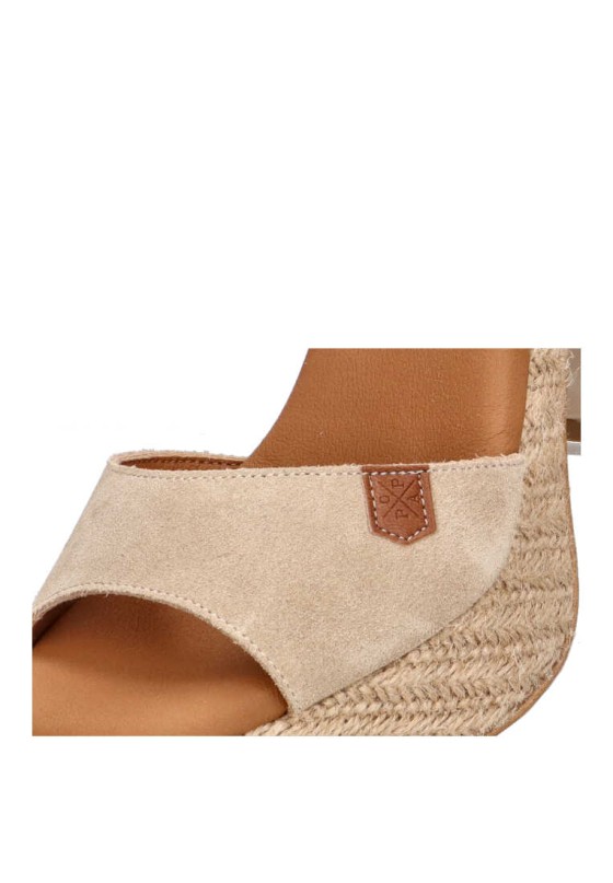 Sandalia de mujer POPA marsella serraje beige piel tacón alto
