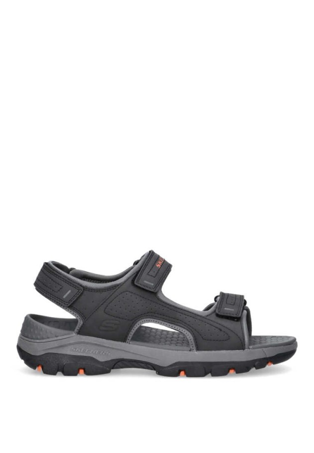 Sandalia de hombre SKECHERS 204105 negro sintetico suela plana