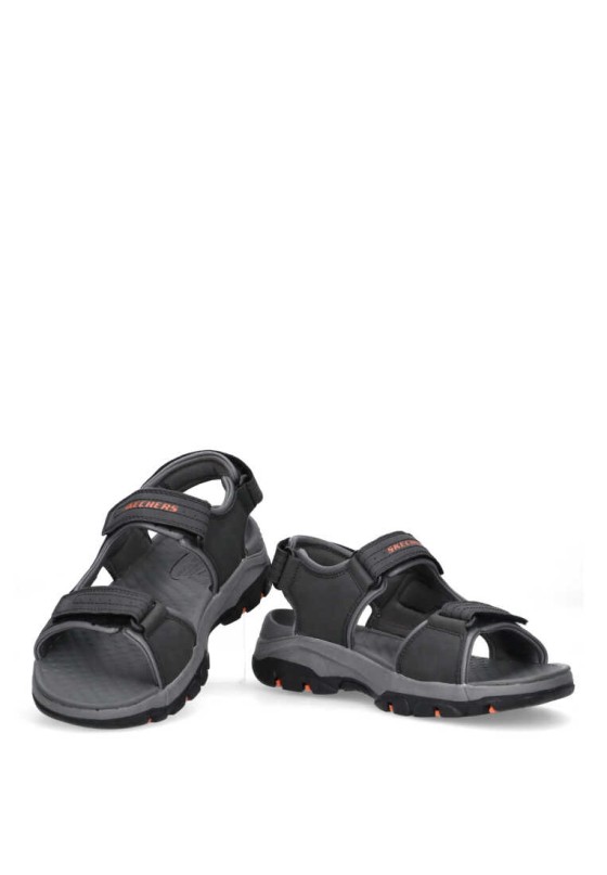 Sandalia de hombre SKECHERS 204105 negro sintetico suela plana