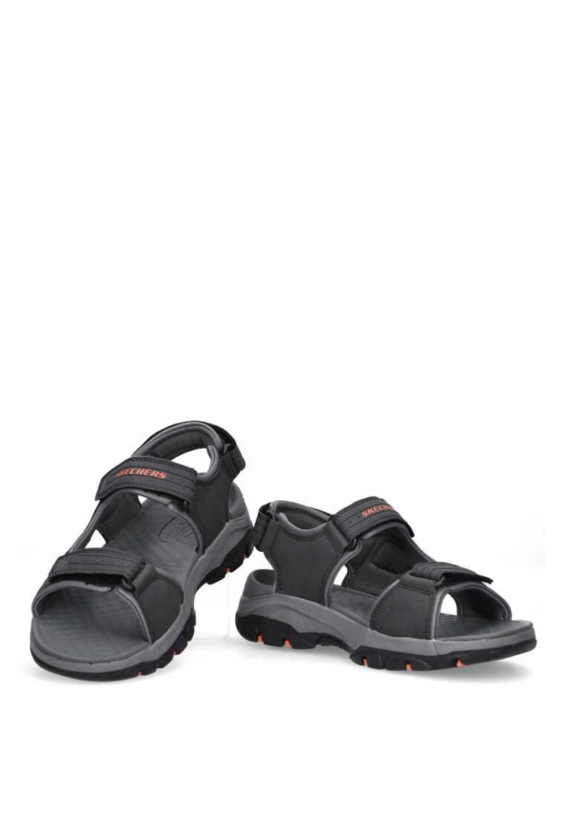 Sandalia de hombre SKECHERS 204105 negro sintetico suela plana