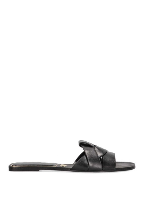 Sandalia de mujer Luna Collection 88-2177 negro sintetico suela plana