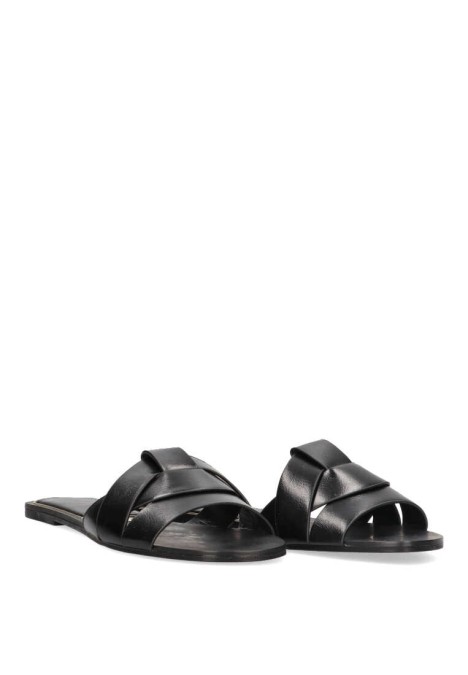 Sandalia de mujer Luna Collection 88-2177 negro sintetico suela plana