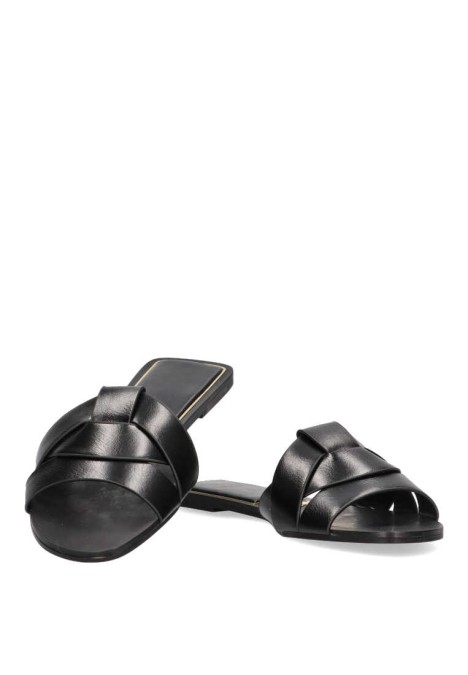 Sandalia de mujer Luna Collection 88-2177 negro sintetico suela plana