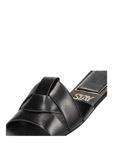 Sandalia de mujer Luna Collection 88-2177 negro sintetico suela plana