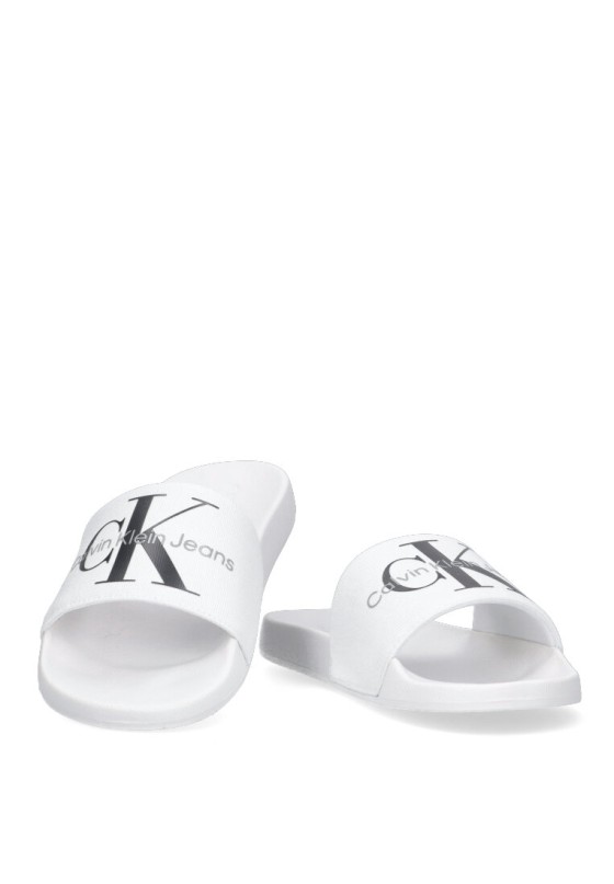 Chanclas sandalias playa de hombre CALVIN KLEIN ym0ym00061 blanco goma suela plana