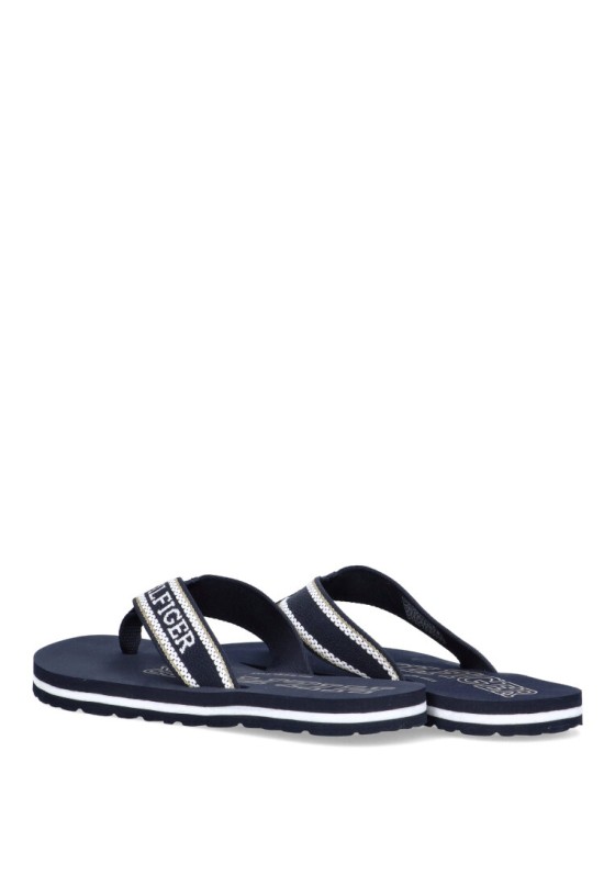 Chanclas sandalias playa de mujer TOMMY HILFIGER fw0fw07905 marino textil  suela plana