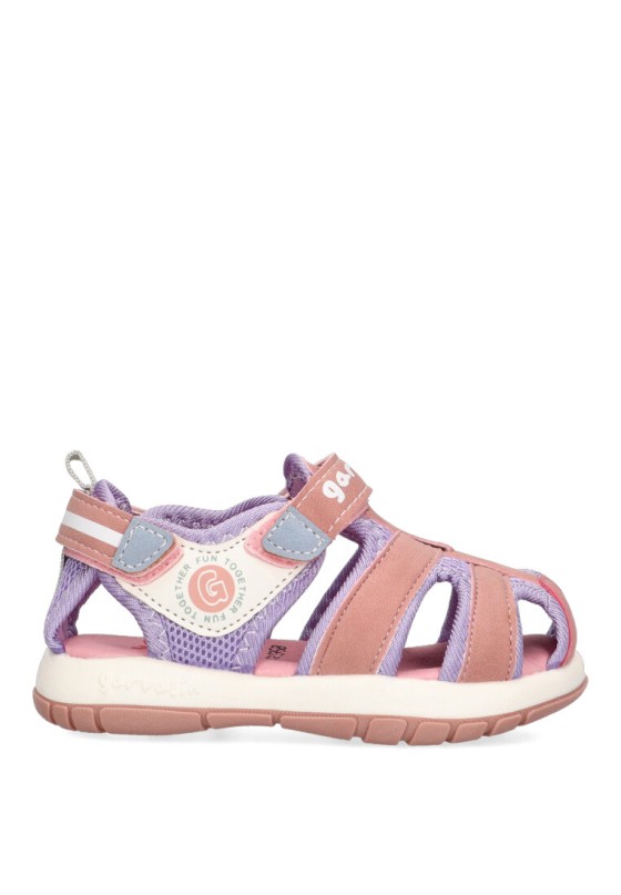 Sandalia de niña GARVALIN 242815 rosa sintetico suela plana
