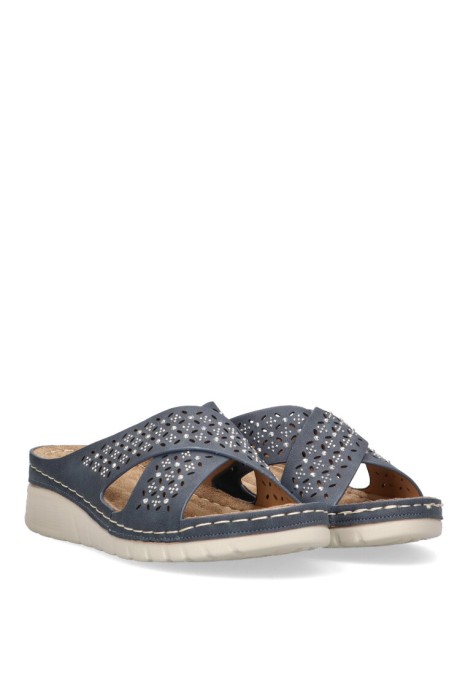 Sandalia de mujer ARMONY 41020 azul sintetico suela plana